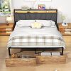 Queen Tufted Bed Frame with LED Lights and USB Port, Easy Assembly 4