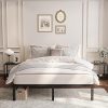 Full Size Upholstered Bed Frame with Storage Headboard and LED Lights 3