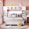 Kids Twin Bed Frame Faux Leather Upholstered Platform with Curved Headboard 3