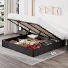 King Size Lift Up Storage Bed Frame with Wooden Slats and Easy Assembly