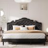 MUTICOR King Bed Frame Velvet Headboard Upholstered No Box Spring