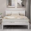 Full White Wood Platform Bed Frame with Headboard No Box Spring Needed