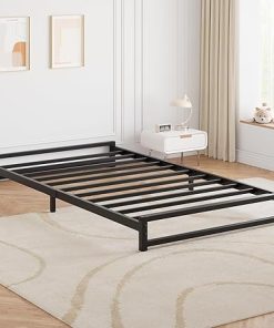 Metal Twin Bed Frame with Steel Slats Easy Assembly No Box Spring Black 2