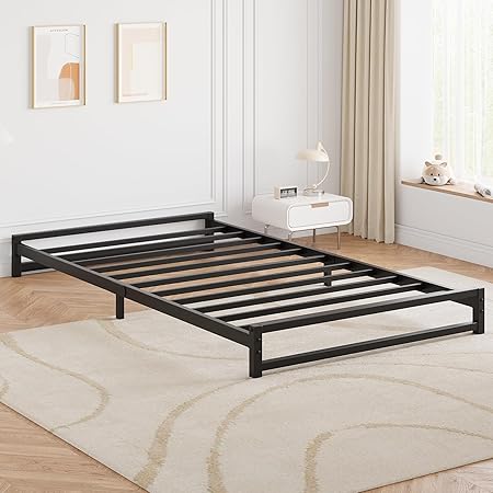 Metal Twin Bed Frame with Steel Slats Easy Assembly No Box Spring Black 2 Metal Twin Bed Frame with Steel Slats Easy Assembly No Box Spring Black - Image 2