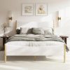 Queen Size Velvet Bed Frame with Adjustable Headboard and Slats 4