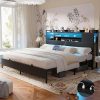 Full Size Bed Frame with Headboard and Storage Drawers Rustic Brown 4