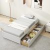 Twin Size Wood Platform Bed Frame with 2 Storage Drawers in White