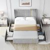 YITAHOME Full Size Upholstered Bed Frame with Drawers and Headboard