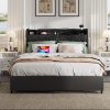 Jocisland King Bed Frame Velvet Upholstered 58″ Tall Headboard Black 4