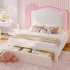 Beige King Bed Frame with Headboard Upholstered in Boucle Modern Style 3