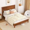 KOMFOTT Full Size Wood Platform Bed Frame with Headboard and Storage