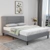 Tufted Upholstered Bed Frame with Adjustable Headboard in Grey Full 3