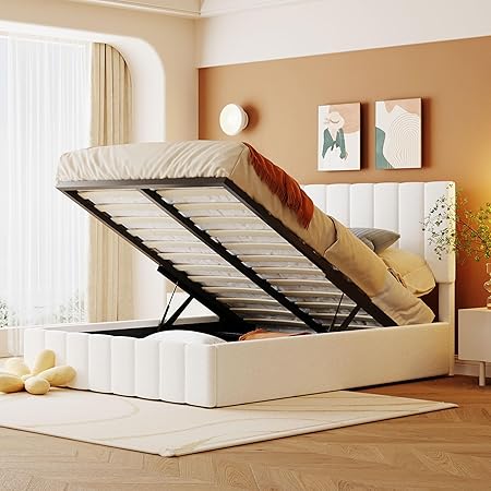 Full Size Upholstered Platform Bed Frame with Storage and Headboard Full Size Upholstered Platform Bed Frame with Storage and Headboard