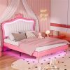 PU Leather Twin Daybed Frame with Headboard for Kids and Girls 3