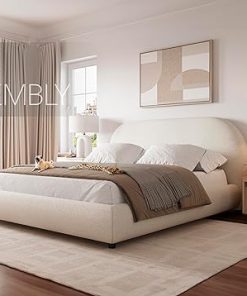 King Size Premium Platform Bed with Soft Upholstery and Curved Design 2