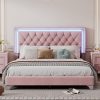 Japanese Floating Bed Frame with LED Lights, Queen Low Profile Design 4