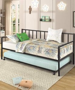 Metal Twin Daybed with Trundle for Living Room or Bedroom 2