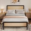 Modern White PU Leather Twin Bed Frame with Guardrail and Charging Station 3