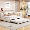 Twin Metal Bunk Bed with Trundle Can Split into Two Beds White 4