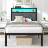 Modern Full Bed Frame with Headboard and Under Bed Storage in Grey 3