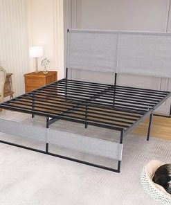 Black Metal Queen Bed Frame 14 Inch Height Easy Assembly Quiet Design 2