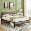 King Size Upholstered Bed Frame with Adjustable Headboard and Wood Slats 3