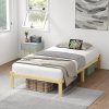 Queen Bed Frame with Guardrail and Charging Station White Metal 4