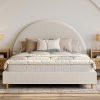 Modern White King Size Bed Frame with Faux Leather and Adjustable Headboard 4