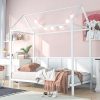 Twin Metal House Bed for Kids Toddlers Floor Bed Easy Assembly White