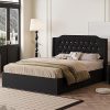 Queen Size Upholstered Bed Frame with Wingback and Storage Space