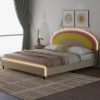 Queen Size Floating Bed Frame with LED Lights and USB Charging 4
