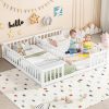 Modern Queen Size Upholstered Bed Frame in Beige Velvet Fabric 3