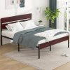 Queen Size Bed Frame with Headboard Drawer and Charging Stations Grey 3