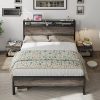 Queen Size Bed Frame with Faux Leather Headboard and Metal Slats 3 Queen Size Bed Frame with Faux Leather Headboard and Metal Slats 3