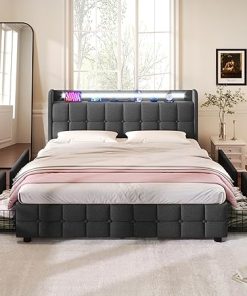 Full Bed Frame 3 in 1 with RGB Lights and USB Charging Station