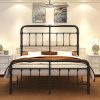 Homhougo Velvet Full Bed Frame with Headboard and Storage Pockets 4