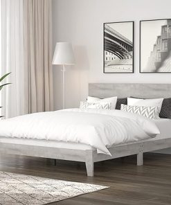 Galano Light Grey Queen Bed Frame with Headboard and Slat Support