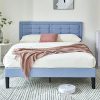 Full Upholstered Bed Frame with Wingsback Headboard and Storage 4