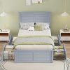 Wood Platform Bed Frame Queen with Headboard and Slat Support 4