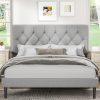 Rustic Wooden King Size Bed Frame with Headboard Easy Assembly 3