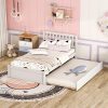 Pink and White Full Size Platform Bed with Crown Headboard and Slats 3