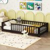 Montessori Twin Size Kids Floor Bed Frame in Solid Wood Espresso