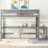 Low Loft Bed with Rolling Portable Desk and Storage for Kids 3