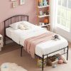 Aheaplus Full Size Bed Frame with Charging Station and LED Lights 4
