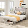 YITAHOME Queen Storage Bed Frame with USB Port and Drawers Beige