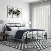 King Size Metal Canopy Bed Frame with Built-in Headboard Black 3