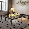 Full Bed Frame with RGB LED Lights USB Ports and Wood Slats Dark Grey 4