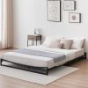 GAOMON Queen Velvet Bed Frame with Wingback Headboard in Grey 3