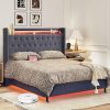 Redlife Upholstered Full Bed Frame with LED Lights and Headboard