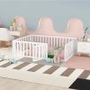 Sturdy White Full Size Wood Bed Frame for Boys and Girls Easy Assemble